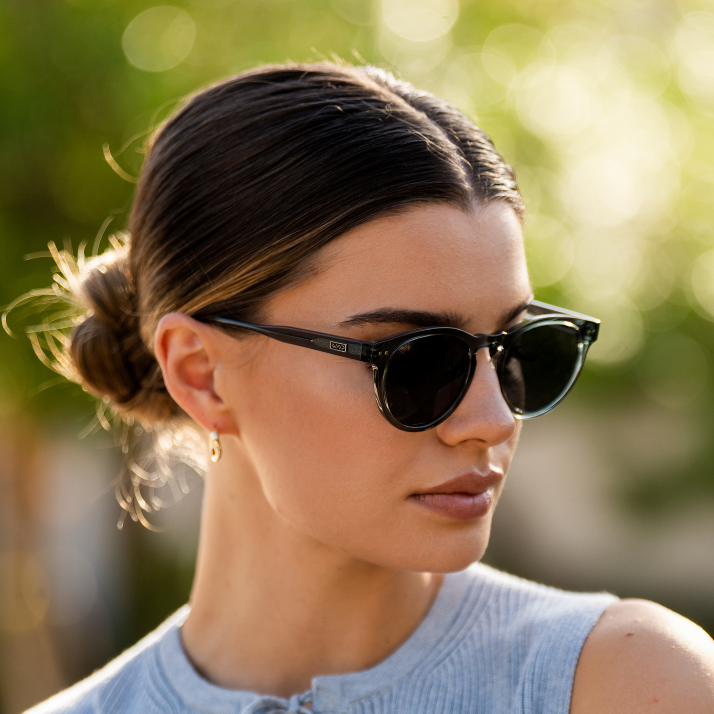 TATE Retro Round Unisex Sunglasses in Crystal Blue by WMP Eyewear