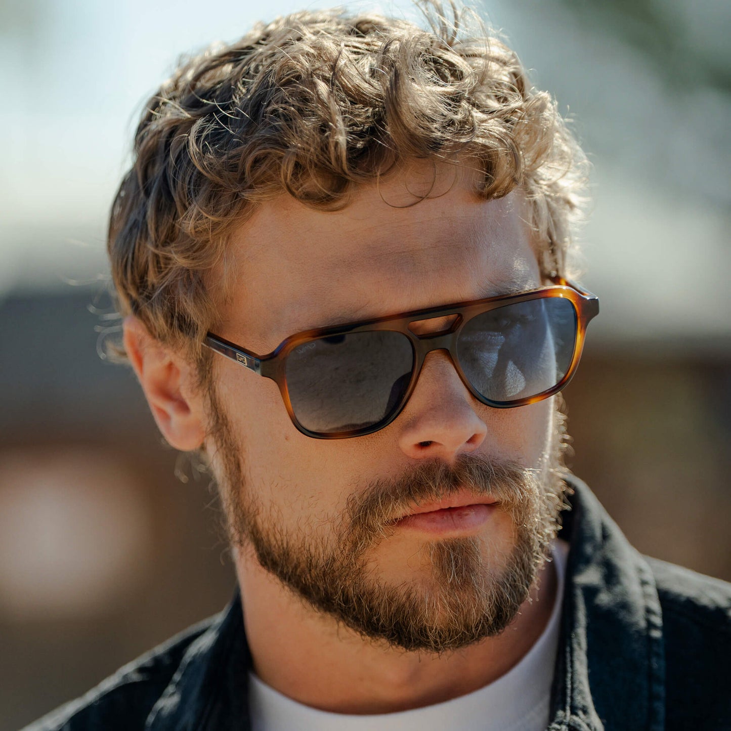 DEAN Polarised Oversized Aviator Sunglasses in Whiskey Brown Tort by WMP Eyewear