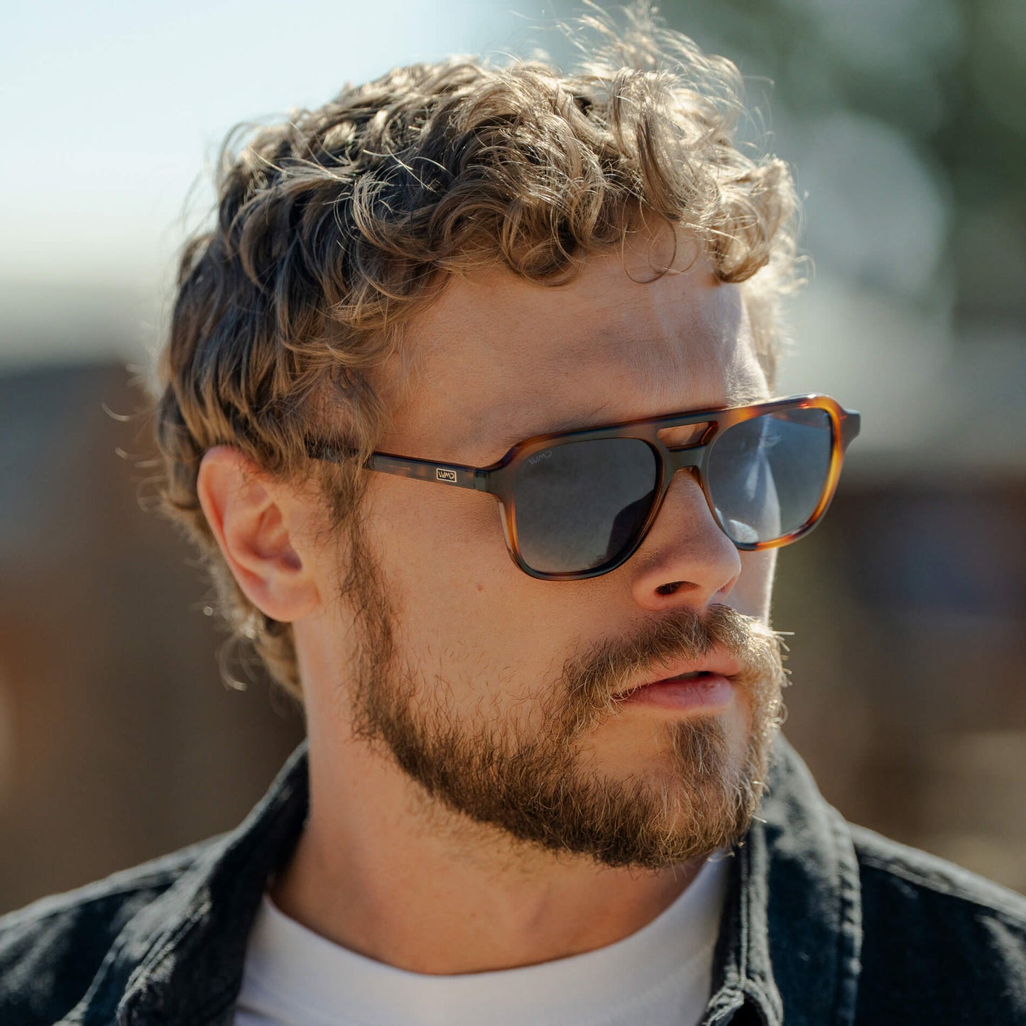 DEAN Polarised Oversized Aviator Sunglasses in Whiskey Brown Tort by WMP Eyewear