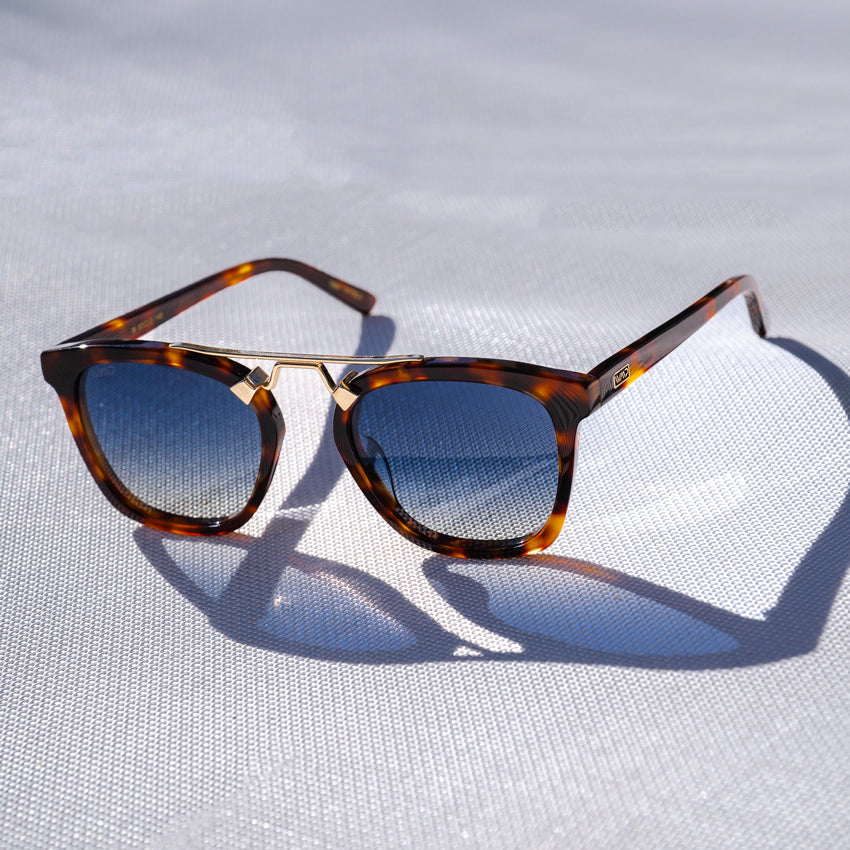 Lunettes de soleil oversize DEMI pour femme, couleur écaille de tortue, marron whisky, par WMP Eyewear UK