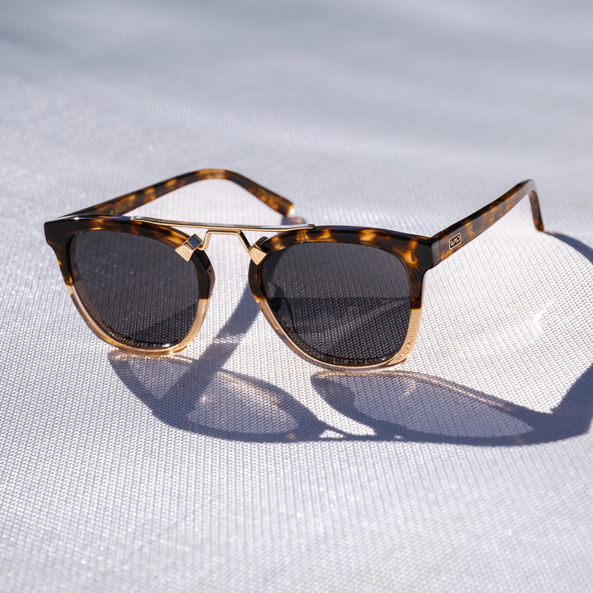 Lunettes de soleil surdimensionnées DEMI pour femme, couleur écaille de tortue marron cristal, par WMP Eyewear
