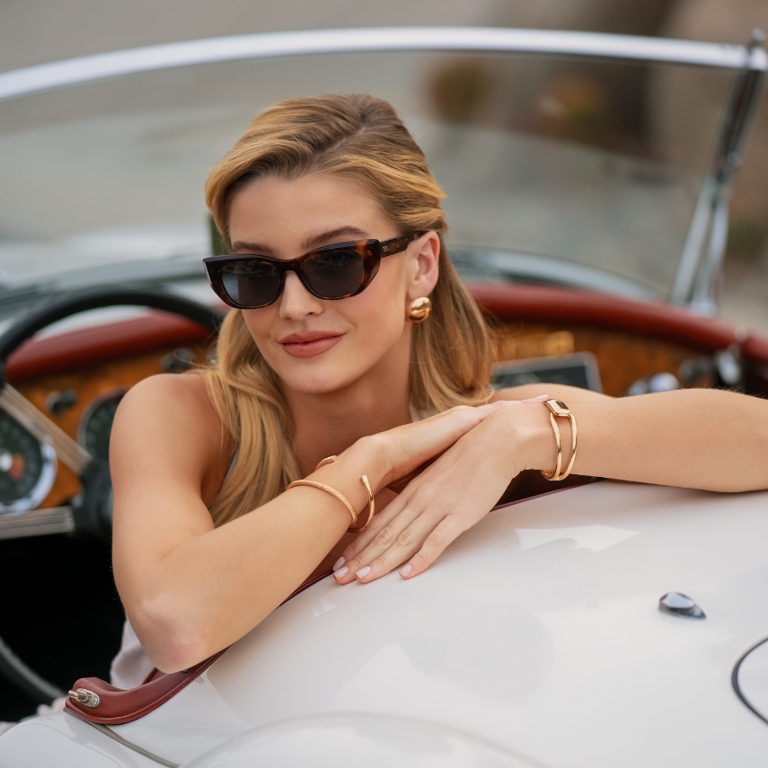 EVELYN Women's Retro Cat-Eye Sunglasses in Ember Tortoise by WMP Eyewear