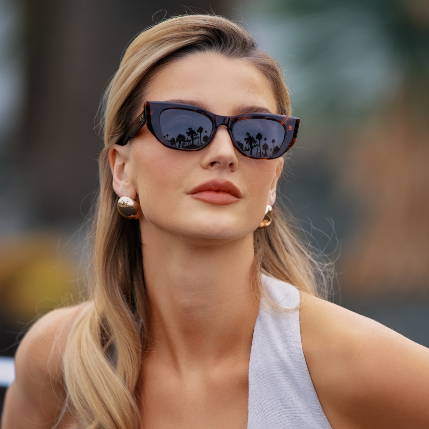 EVELYN Women's Retro Cat-Eye Sunglasses in Ember Tortoise by WMP Eyewear