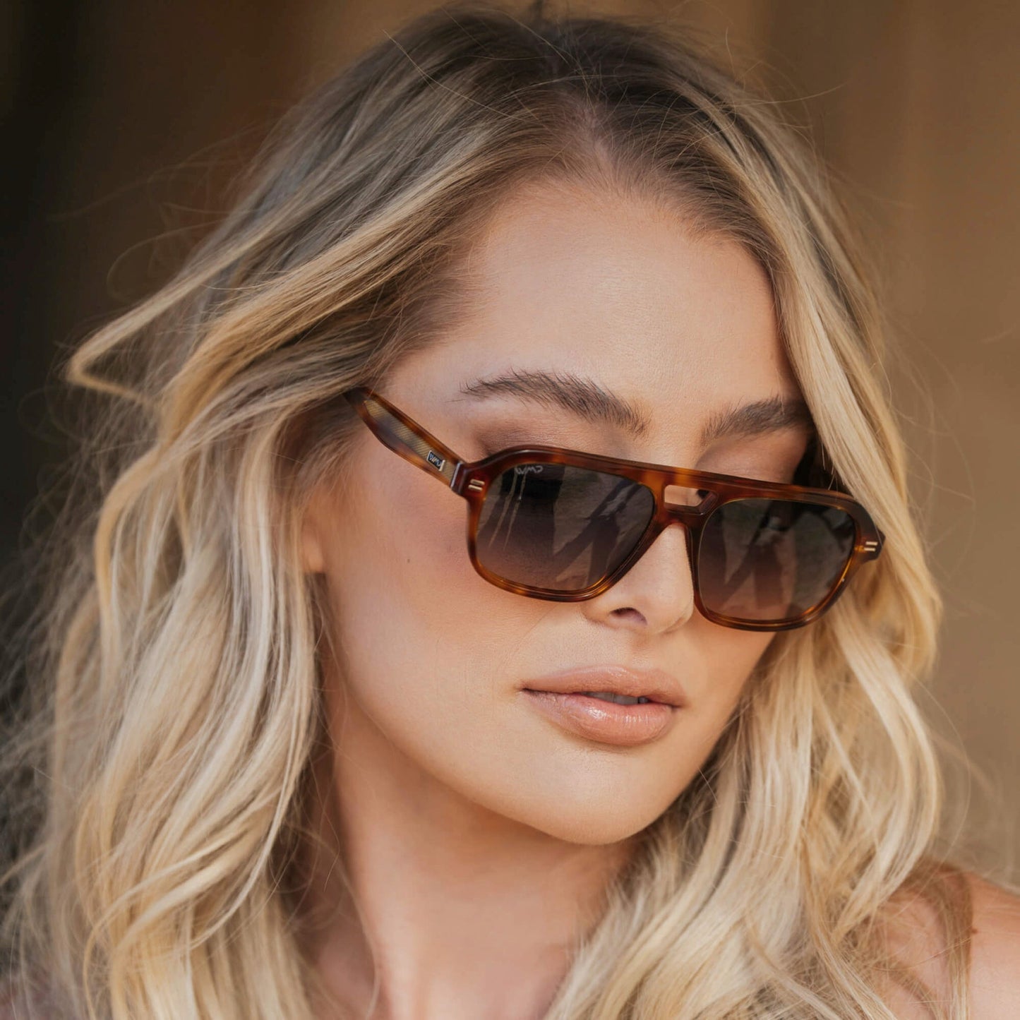 EMBER Women's Aviator Sunglasses in Saddlewood Tortoise by WMP Eyewear