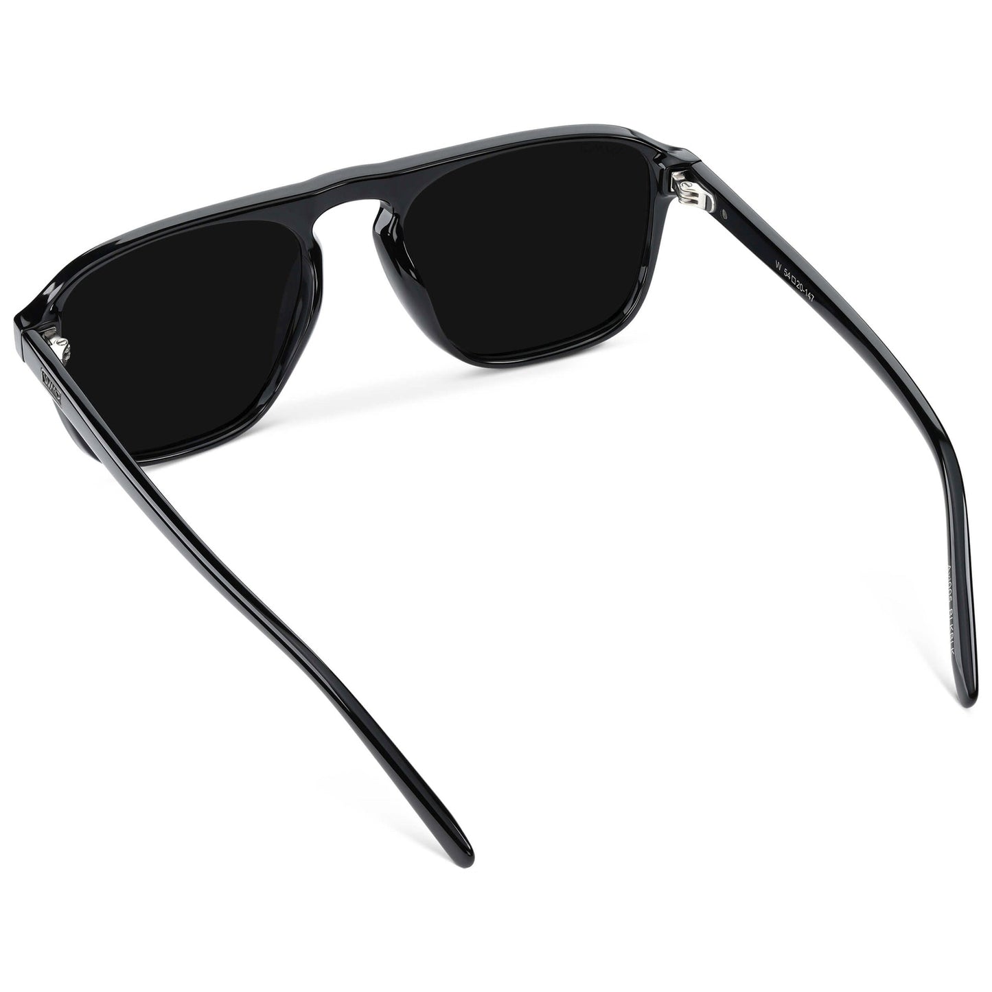 Lunettes de soleil aviateur carrées unisexes EMERSON en triple noir par WMP Eyewear