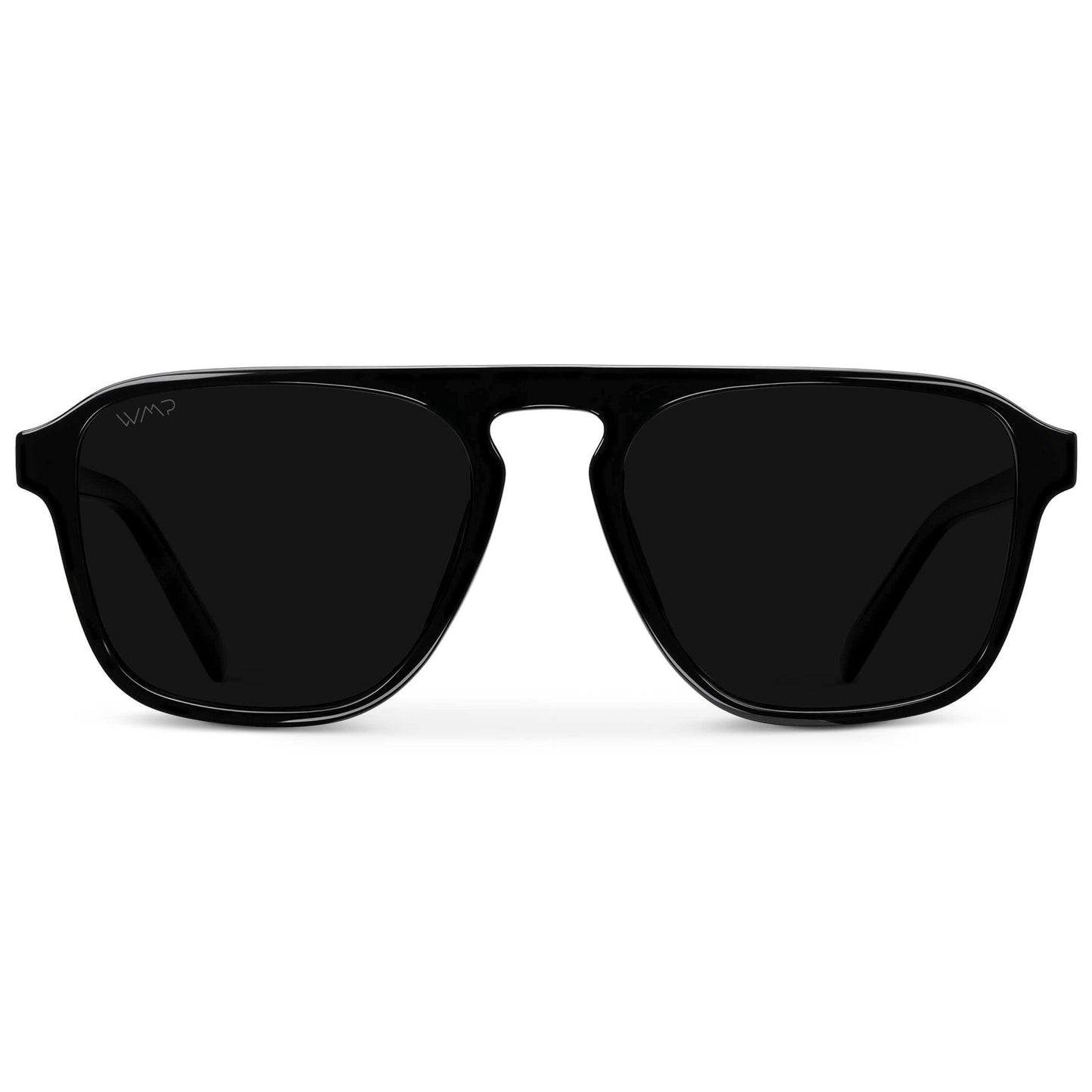 Lunettes de soleil aviateur carrées unisexes EMERSON en triple noir par WMP Eyewear