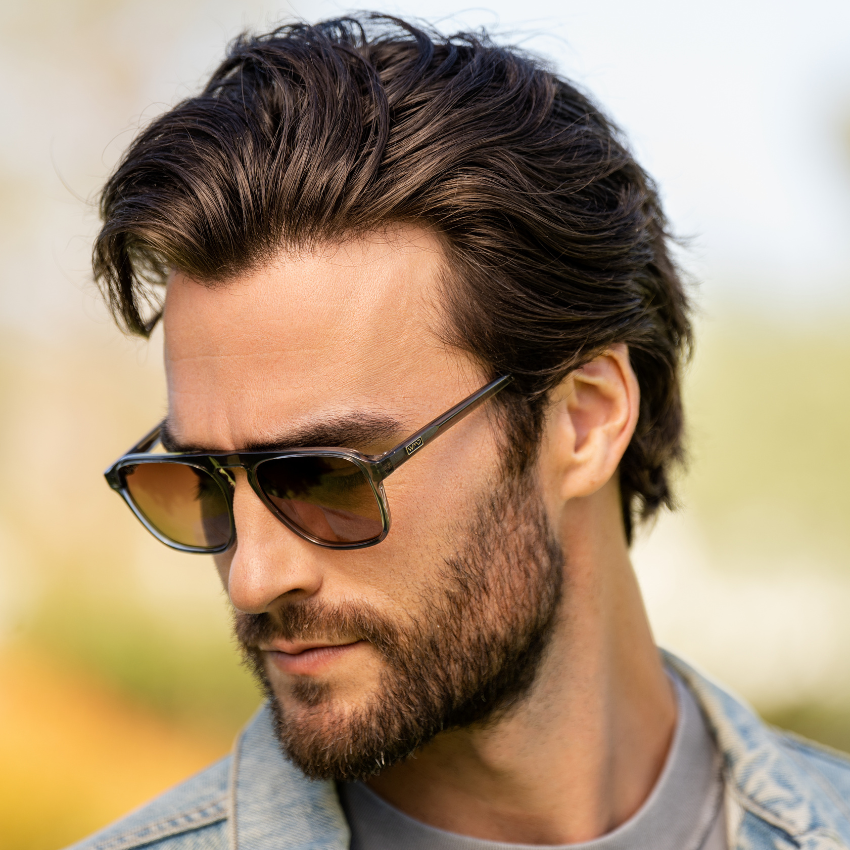 EMERSON Unisex Square Aviator Sunglasses in Crystal Graphite Grey by WMP Eyewear