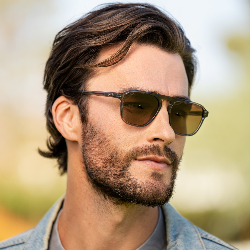 EMERSON Unisex Square Aviator Sunglasses in Crystal Graphite Grey by WMP Eyewear