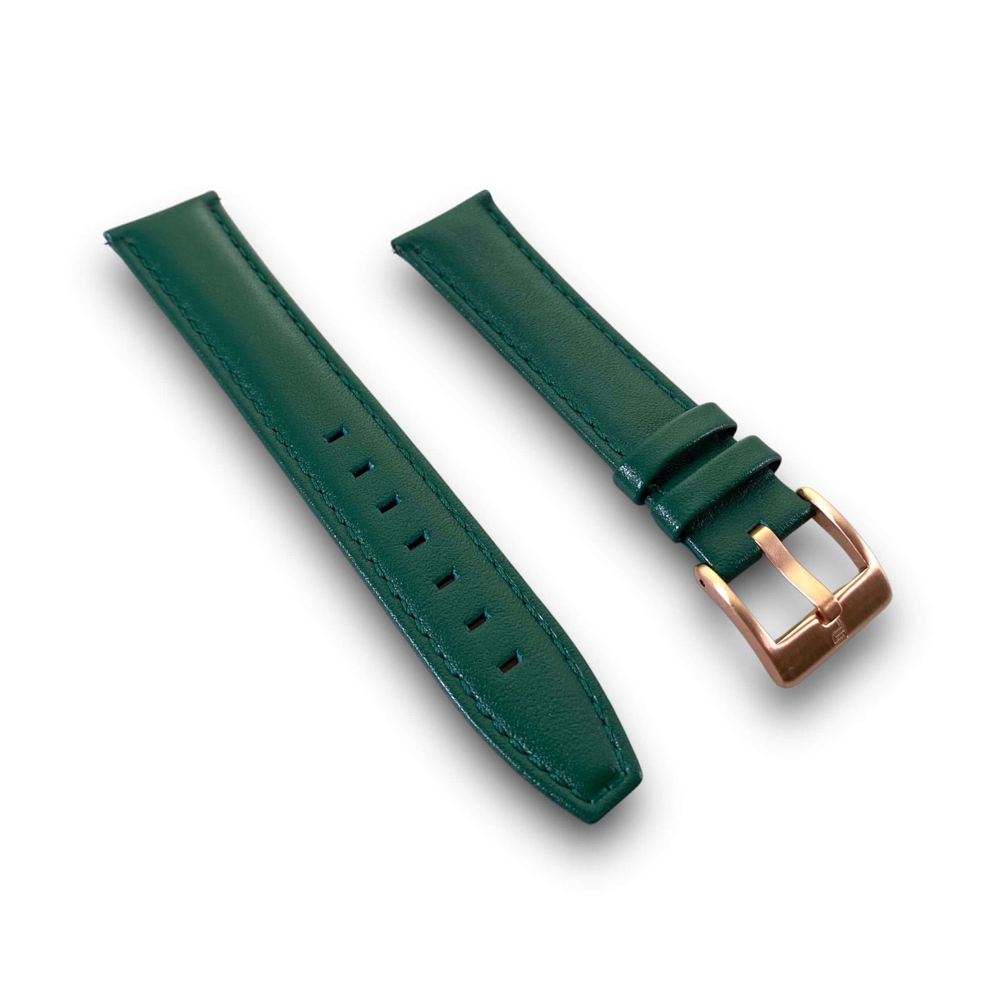 PUNCH Men's Rose Gold & Black Automatic Skeleton Watch - Green Leather Strap