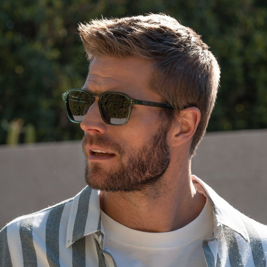 FRANCIS Men's Square Modern Retro Sunglasses in Emerald Green by WMP Eyewear