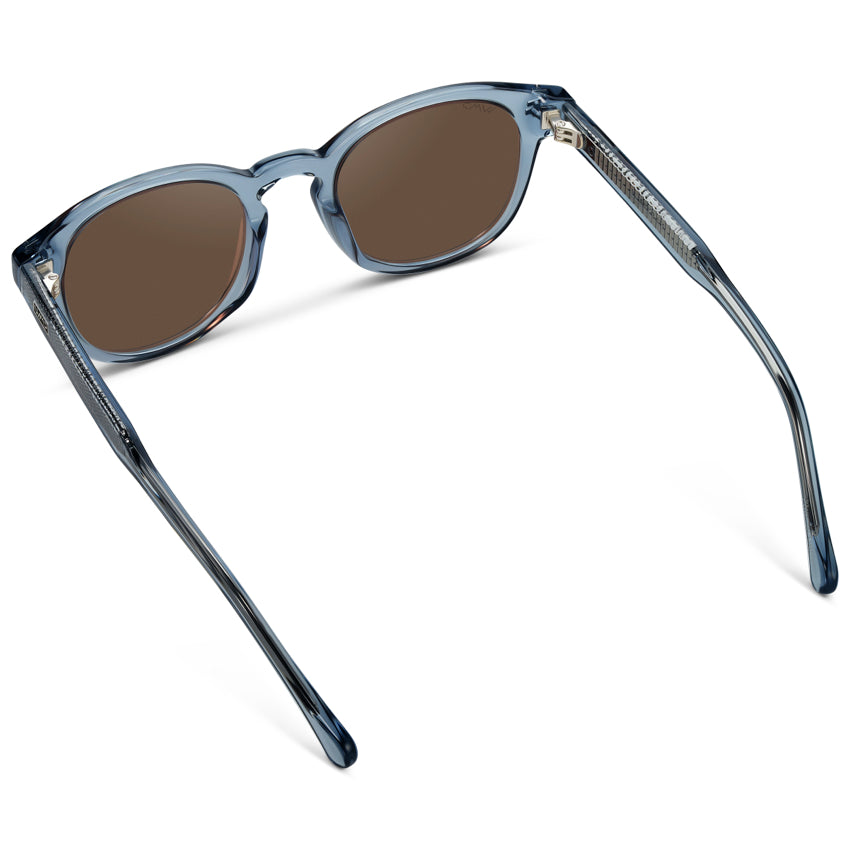 Lunettes de soleil unisexes polarisées FELIX Mid-Century bleu denim par WMP Eyewear UK