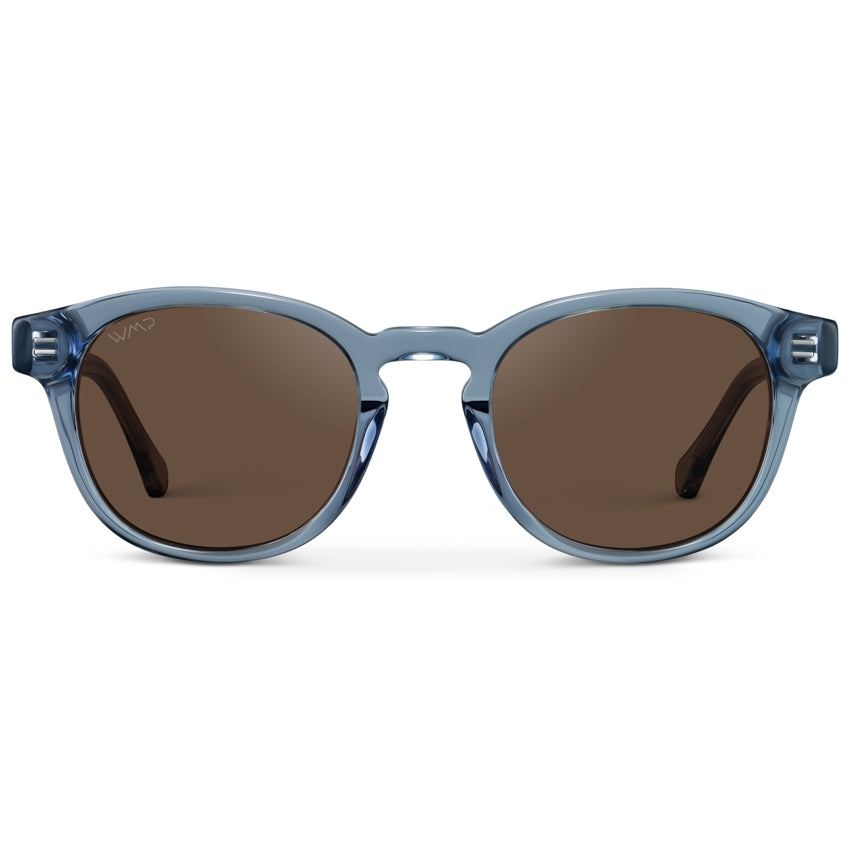 Lunettes de soleil unisexes polarisées FELIX Mid-Century bleu denim par WMP Eyewear UK