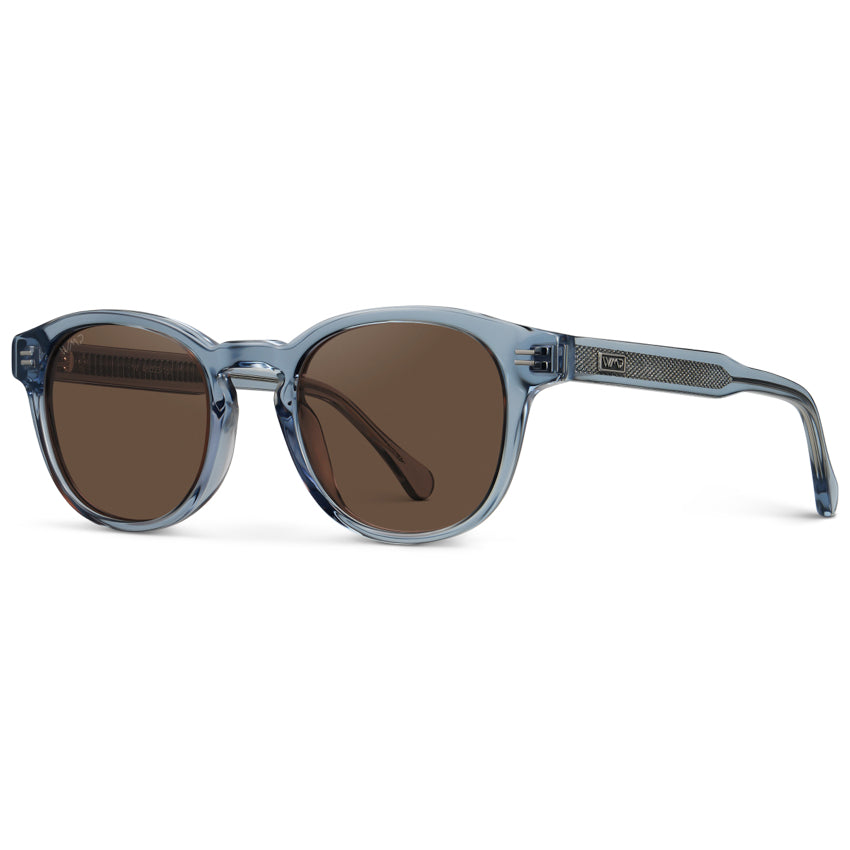 Lunettes de soleil unisexes polarisées FELIX Mid-Century bleu denim par WMP Eyewear UK
