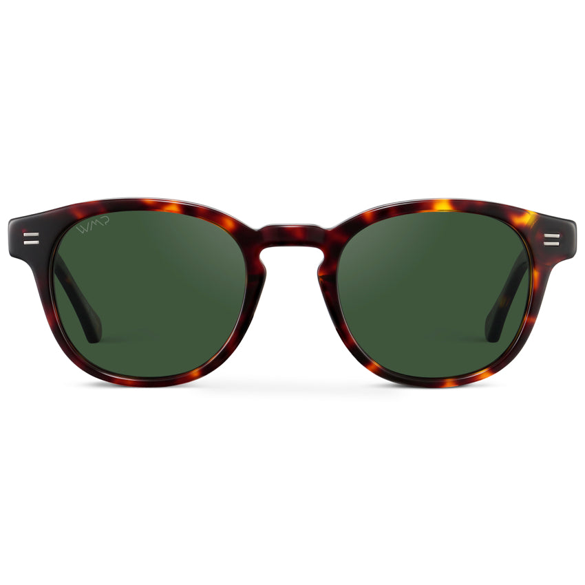 Lunettes de soleil unisexes polarisées FELIX Mid-Century en écaille ambrée par WMP Eyewear UK