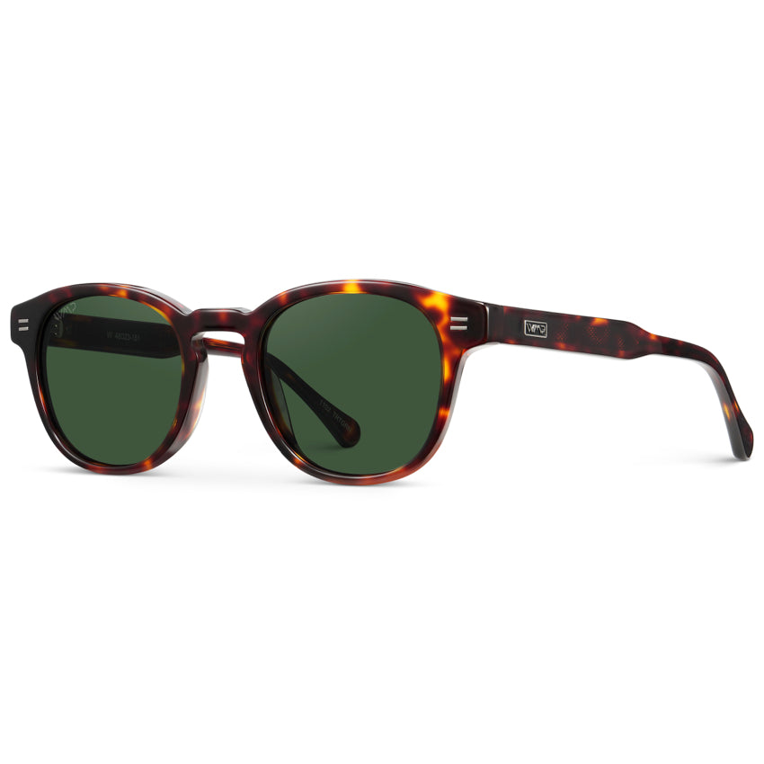 Lunettes de soleil unisexes polarisées FELIX Mid-Century en écaille ambrée par WMP Eyewear UK