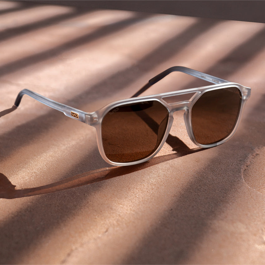 HUNTER Men's Double Bridge Aviator Sunglasses in Moonrock Grey by WMP Eyewear
