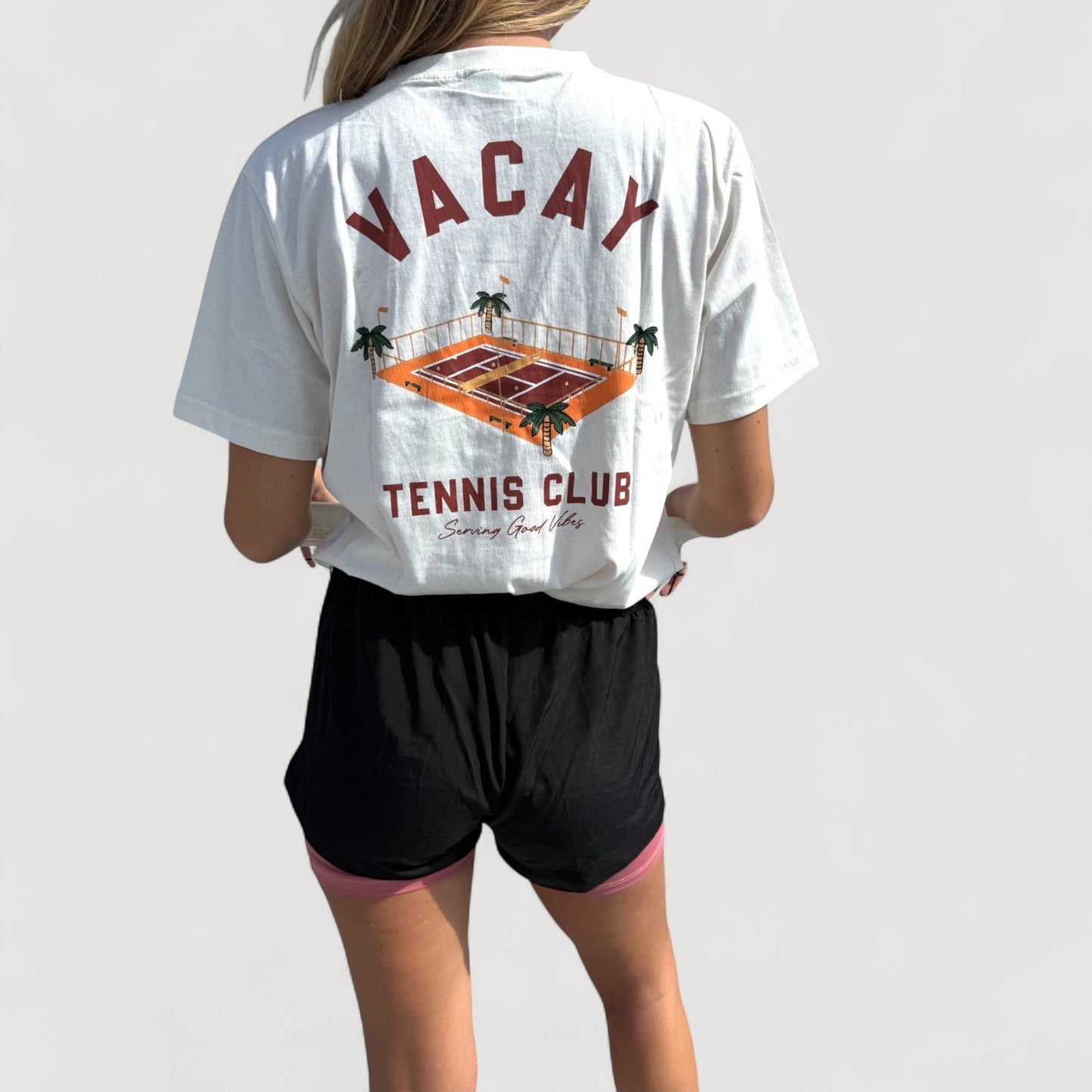 FRENCHY CLUB TENNIS T-SHIRT - UNISEX - SAND/CRIMSON