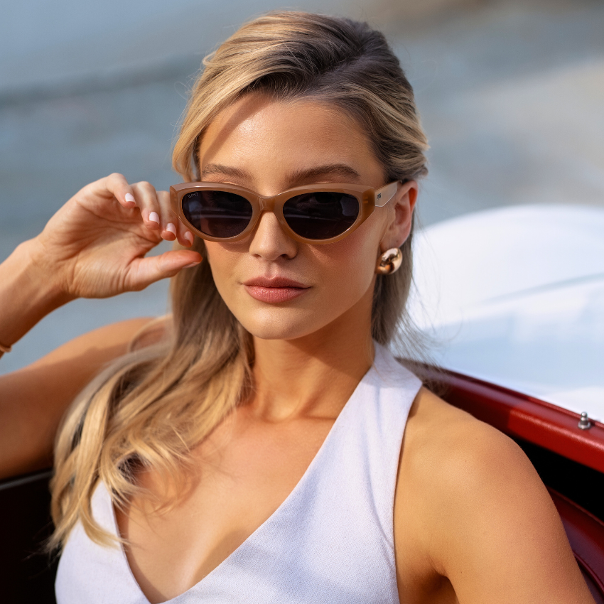 LORETTA Women's Cat-Eye Sunglasses Retro Thick Frame Toffee Brown by WMP Eyewear