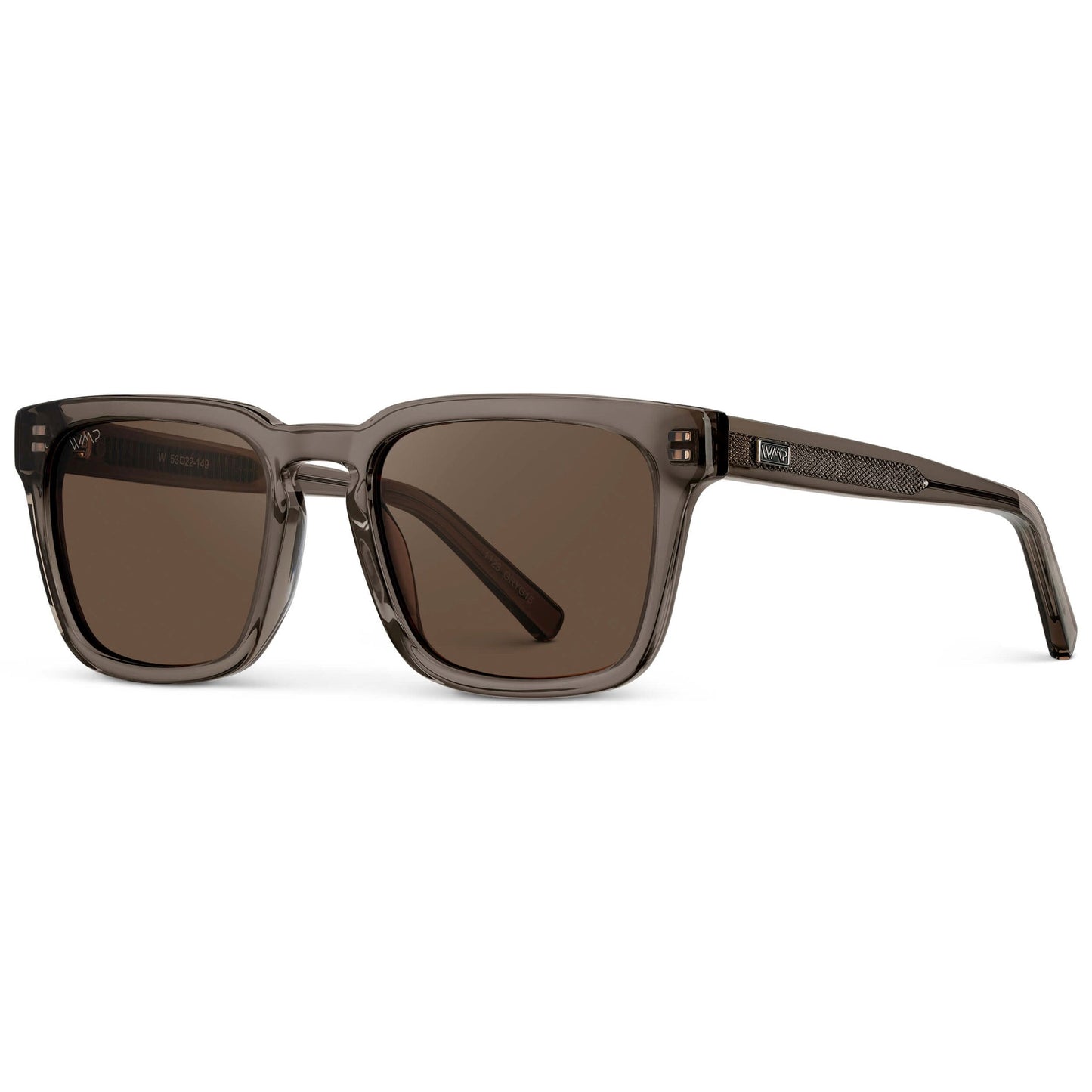 Lunettes de soleil carrées MAVERICK pour homme, couleur bronze cristal, par WMP Eyewear UK