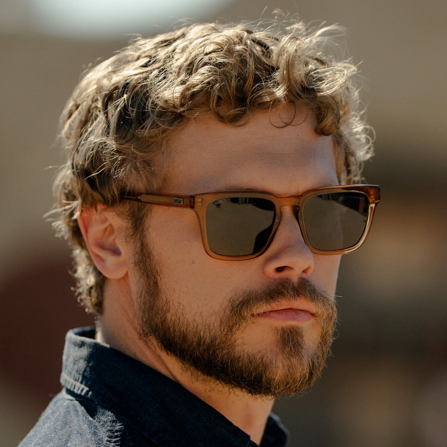 MAVERICK Men's Square Sunglasses in Crystal Brown by WMP Eyewear