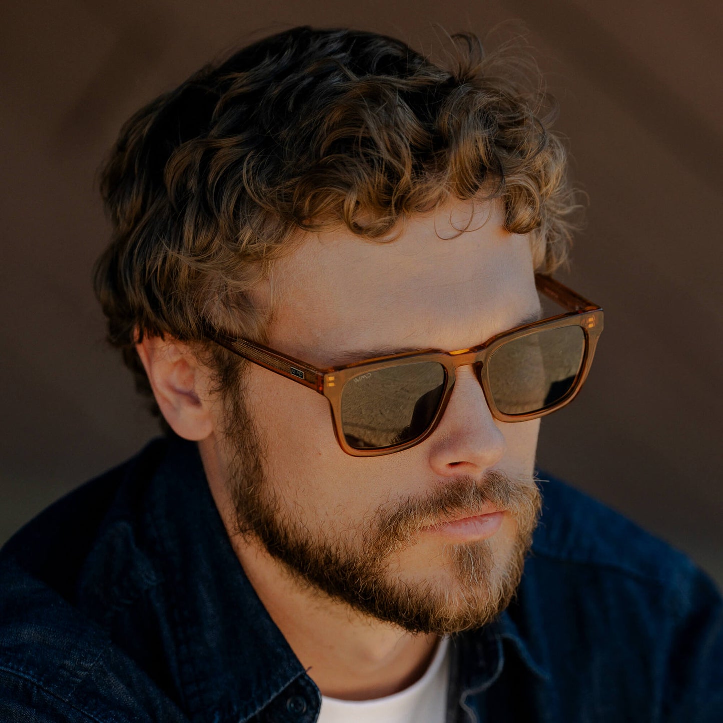 MAVERICK Men's Square Sunglasses in Crystal Brown by WMP Eyewear