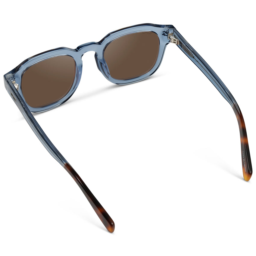 Lunettes de soleil rétro polarisées à monture épaisse NELSON pour homme, bleu denim, par WMP Eyewear UK