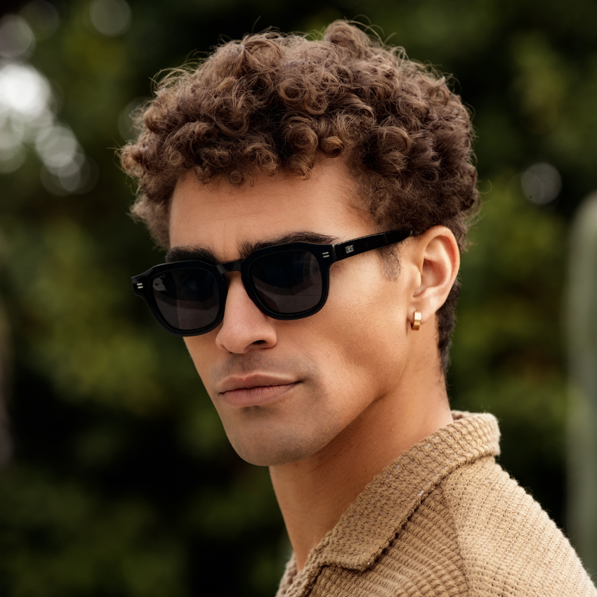 NELSON Retro Thick Framed Polarized Men's Sunglasses Triple Black by WMP Eyewear UK