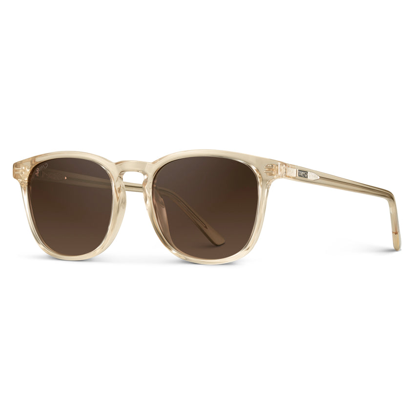 Lunettes de soleil polarisées NICK pour homme et femme, couleur marron sable cristal, par WMP Eyewear UK
