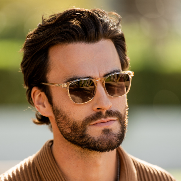 Lunettes de soleil polarisées NICK pour homme et femme, couleur marron sable cristal, par WMP Eyewear UK