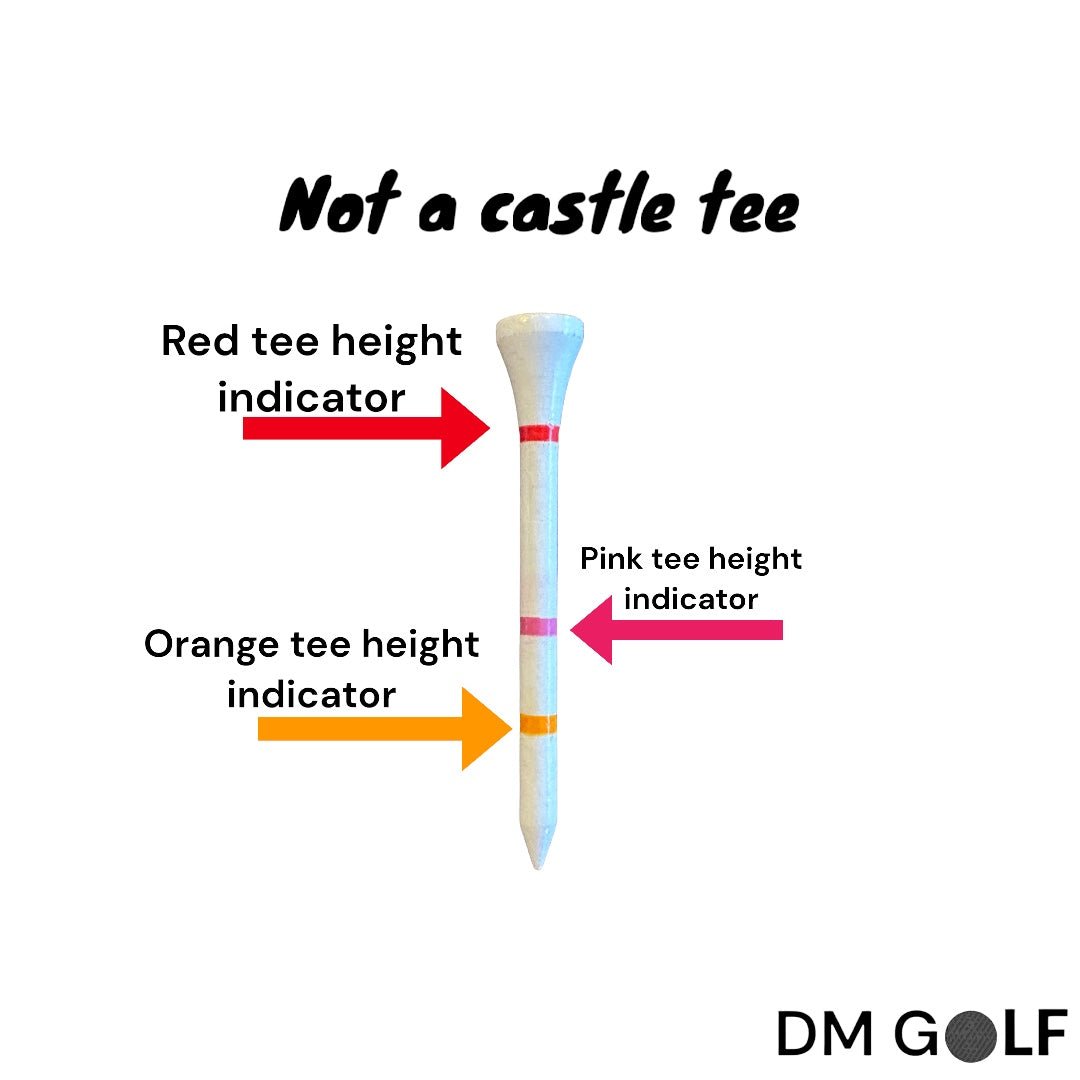 The O G-Not A Castle Tee Premium 70mm Bamboo Golf Tee With Orange, Pink & Red Castle Height Indicators-30 Pack