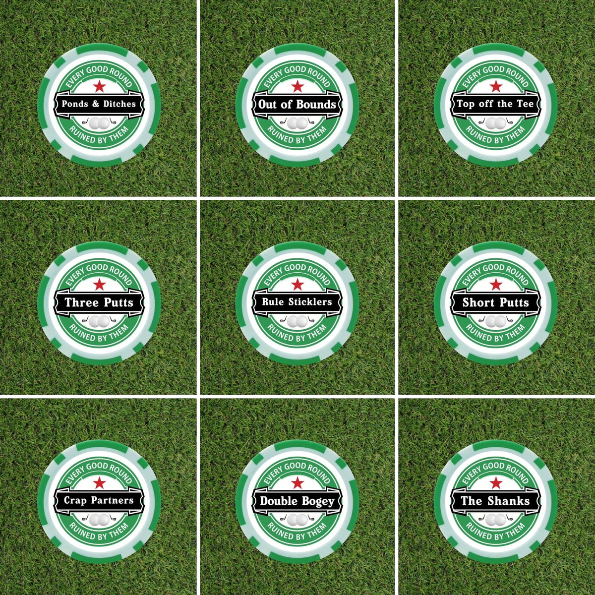 Heineken Themed Funny Golf Poker Chips
