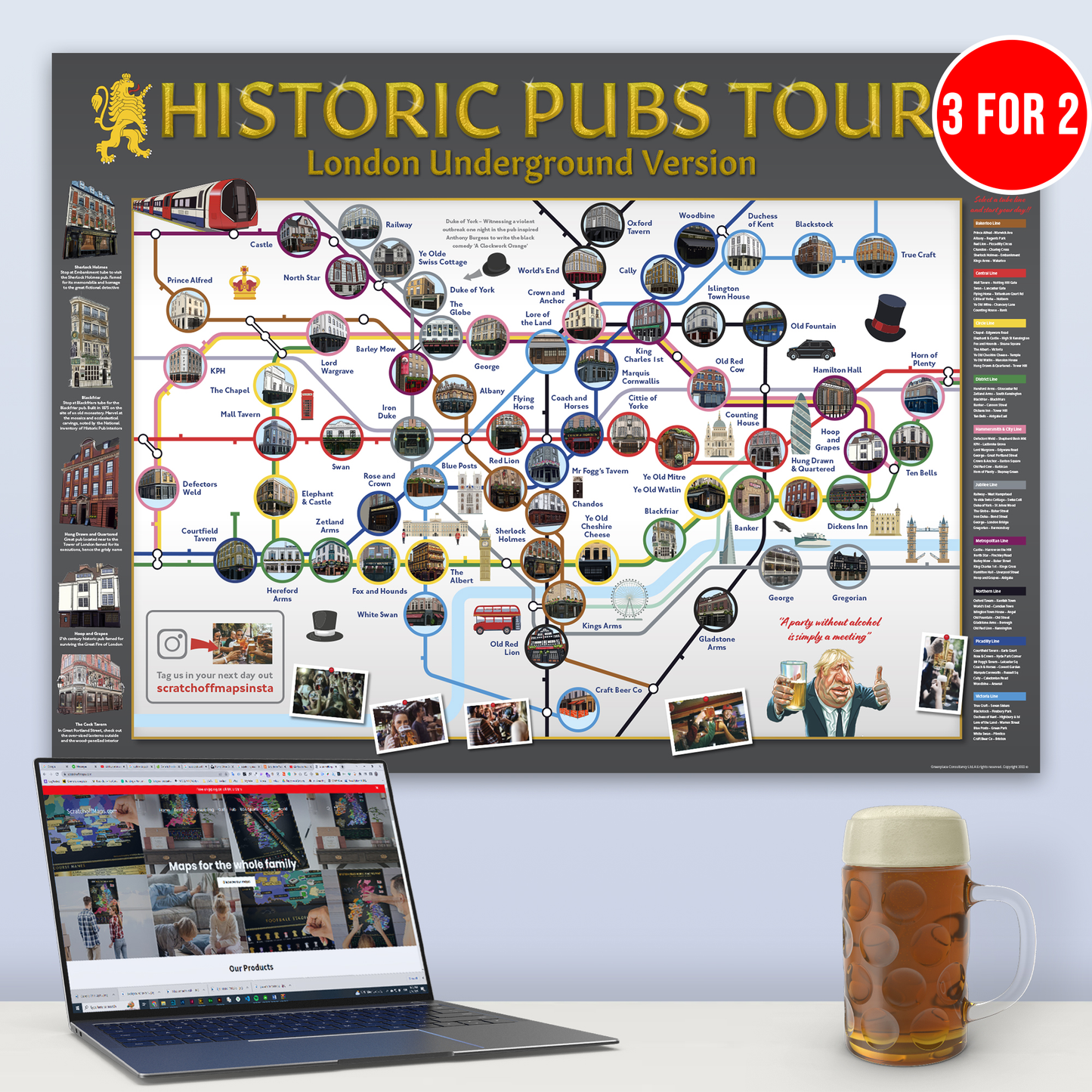 Carte des pubs historiques de Londres : un cadeau idéal