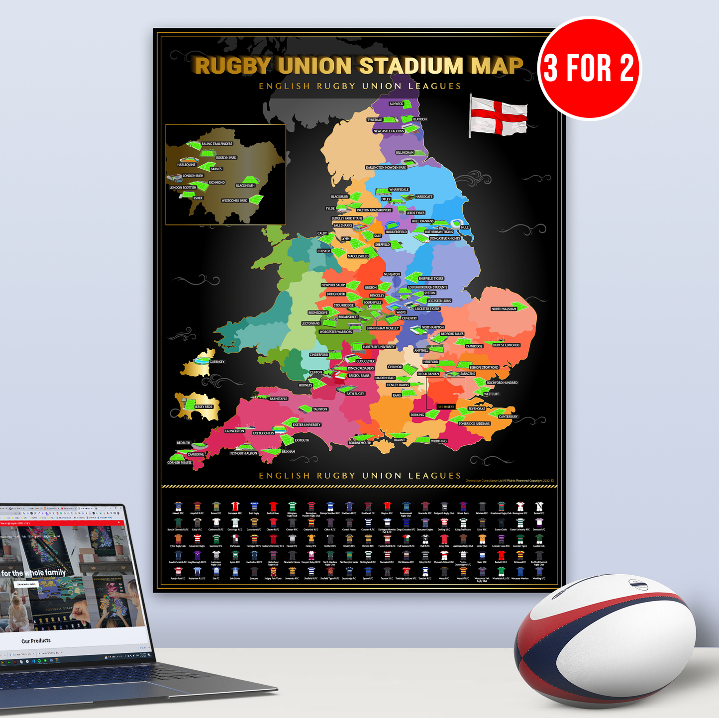 Carte de l'Union anglaise de rugby