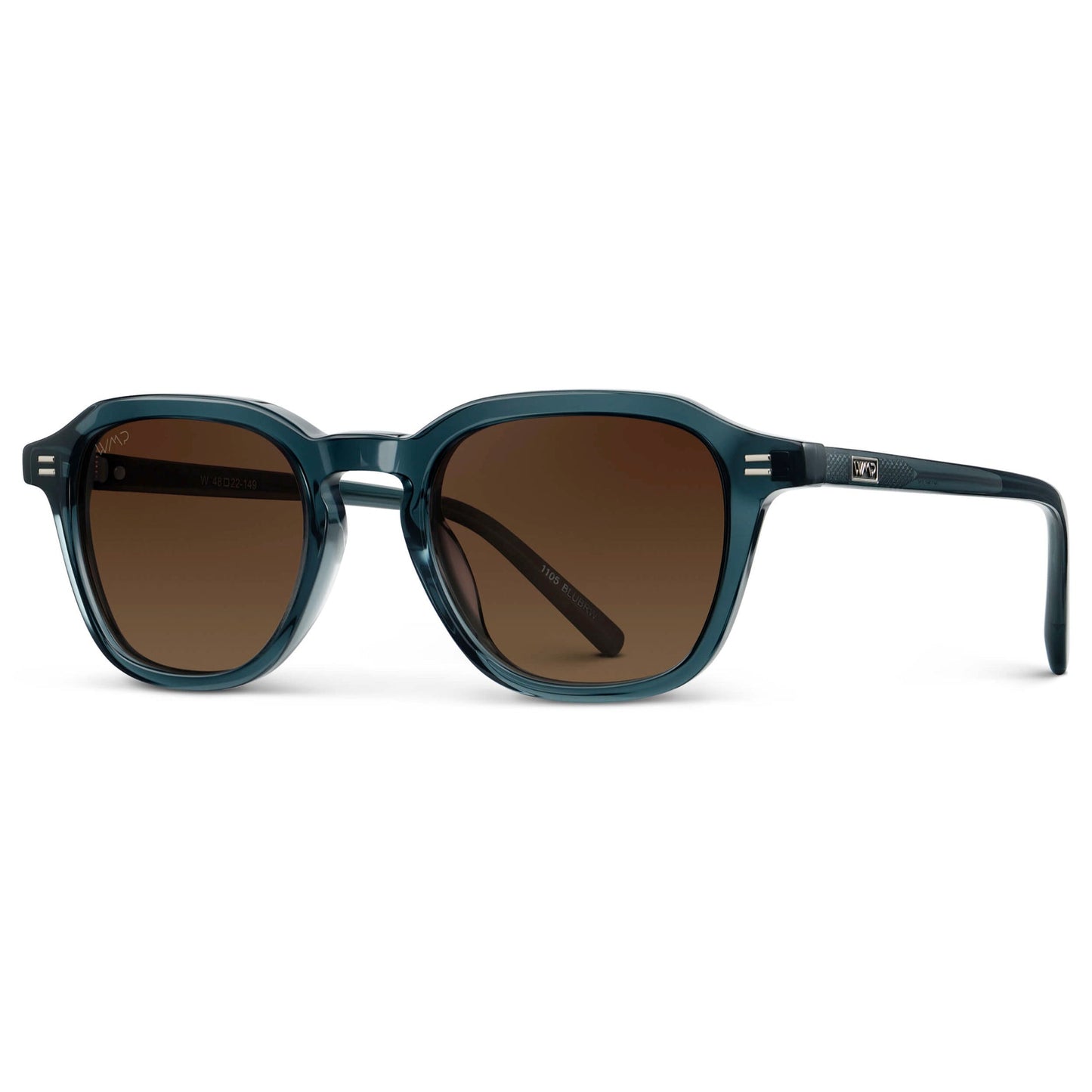 SILAS Polarized Square Sunglasses in Crystal Steel Blue by WMP Eyewear