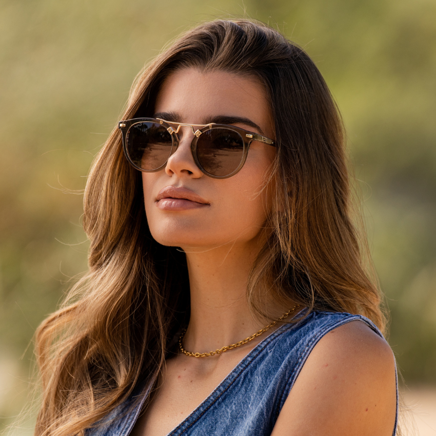 SKYLER Double Bridge Women's Sunglasses in Crystal Taupe Brown by WMP Eyewear