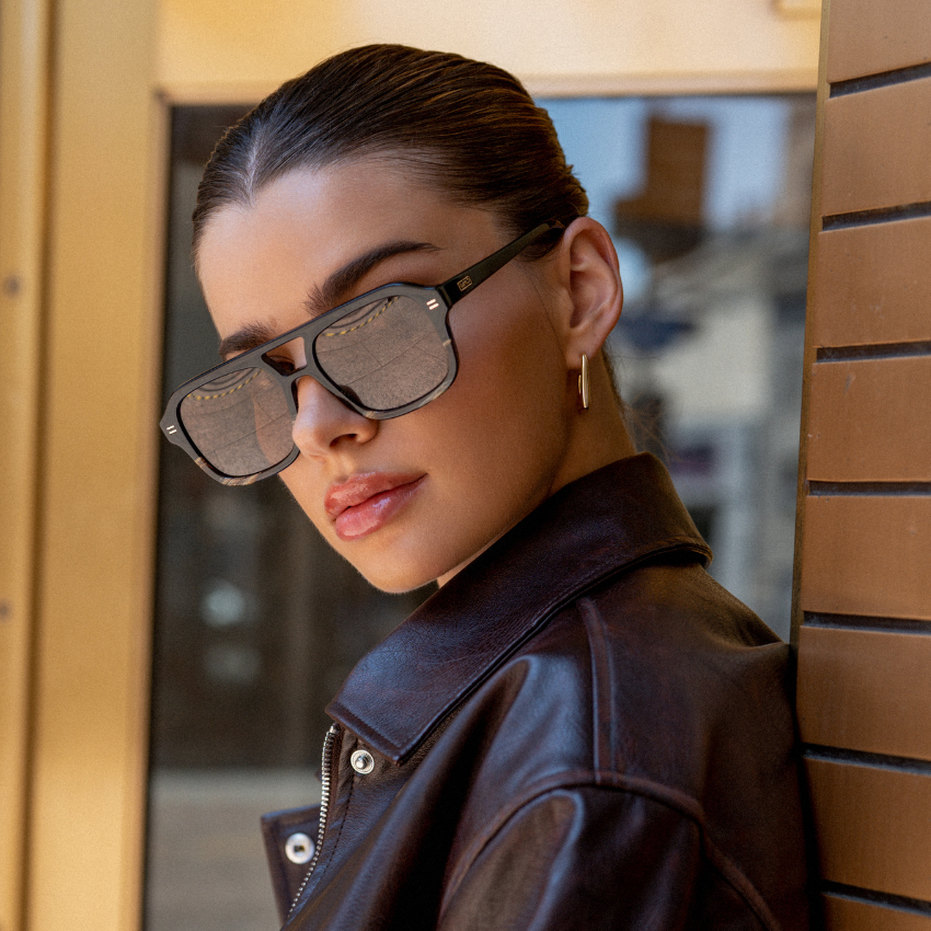SYDNEY Oversized Retro Aviator Women's Sunglasses in Black Mineral by WMP Eyewear