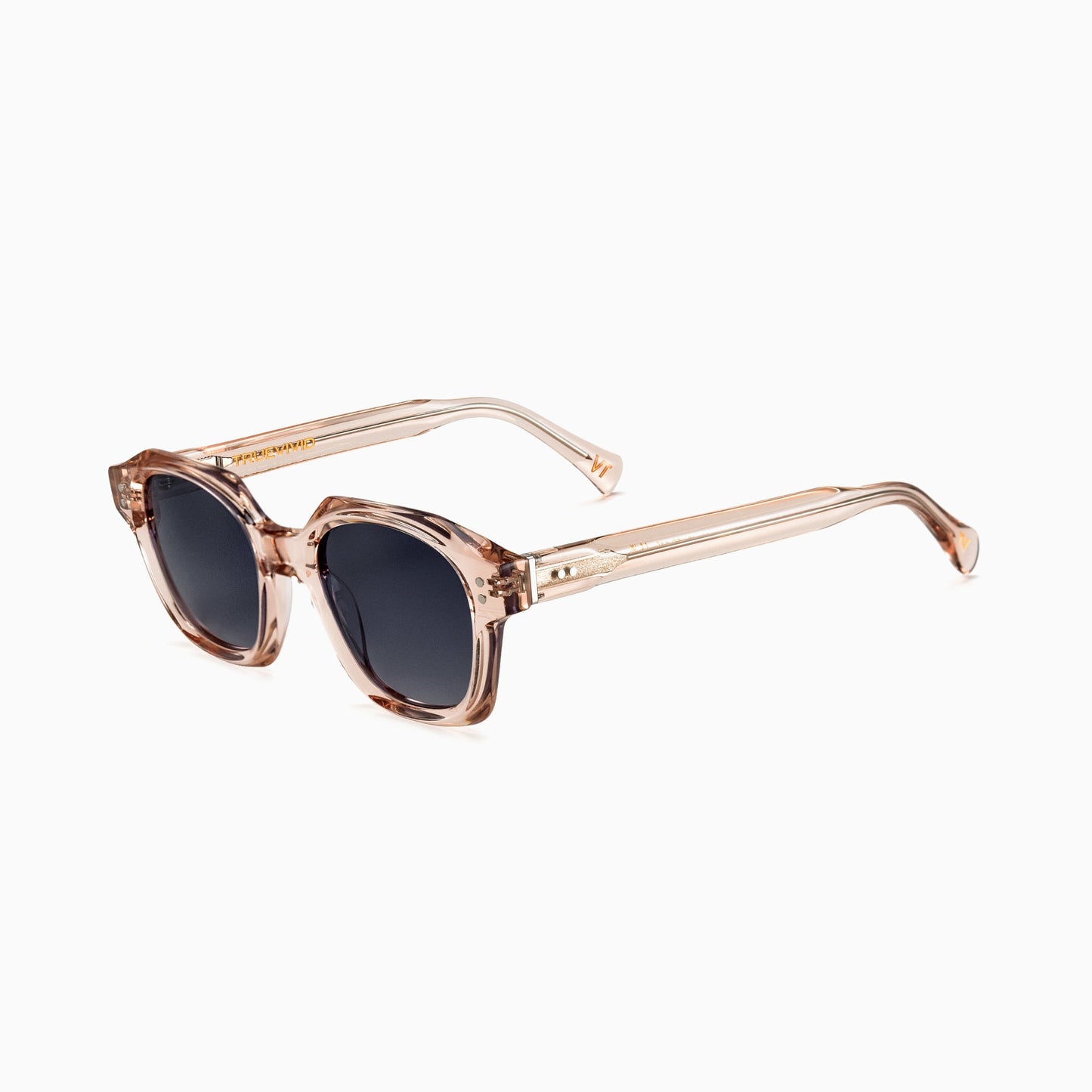 THEO Polarised Sunglasses, Unisex, Beige Crystal, Grey Gradient by TrueVivid
