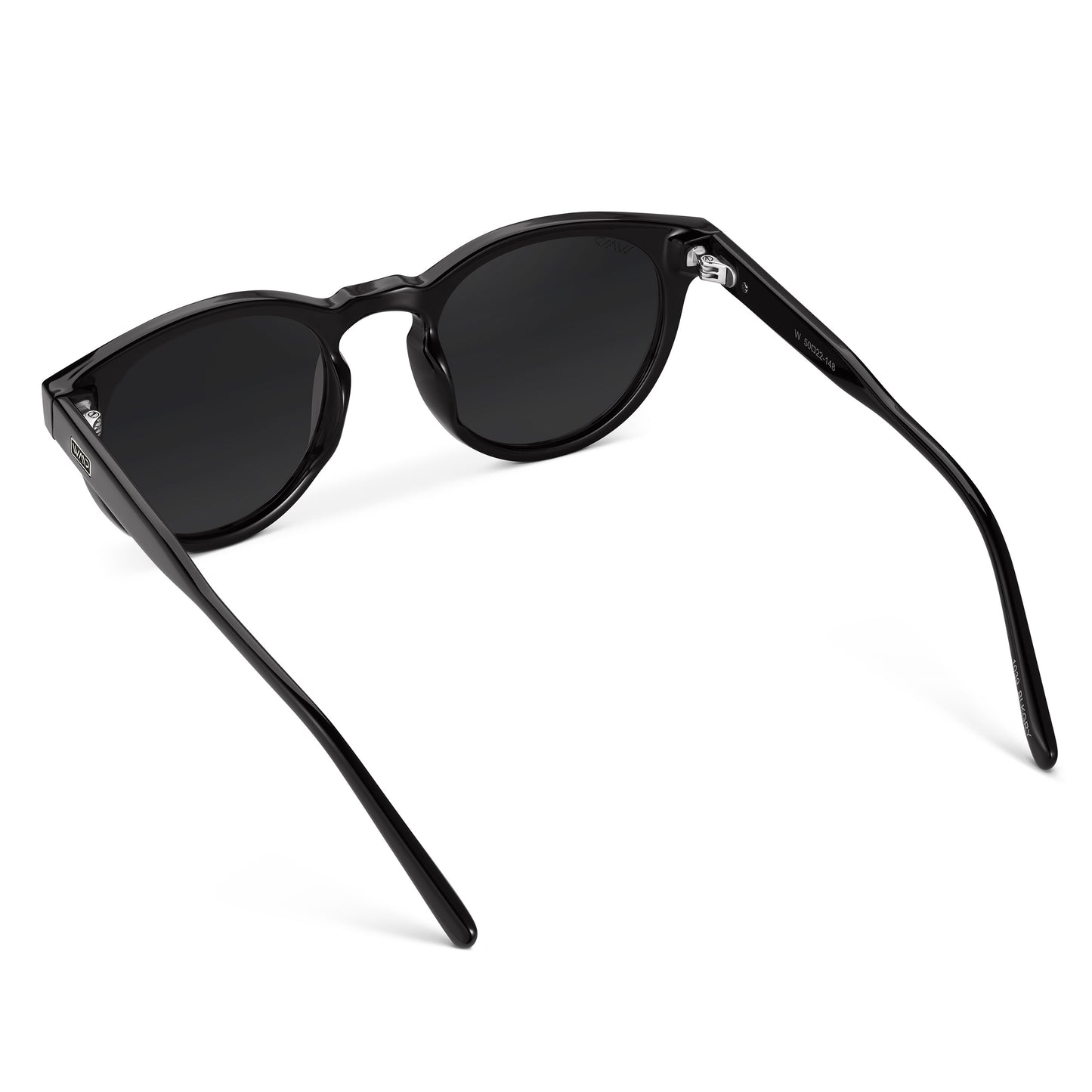 Lunettes de soleil rondes unisexes rétro TATE noires par WMP Eyewear