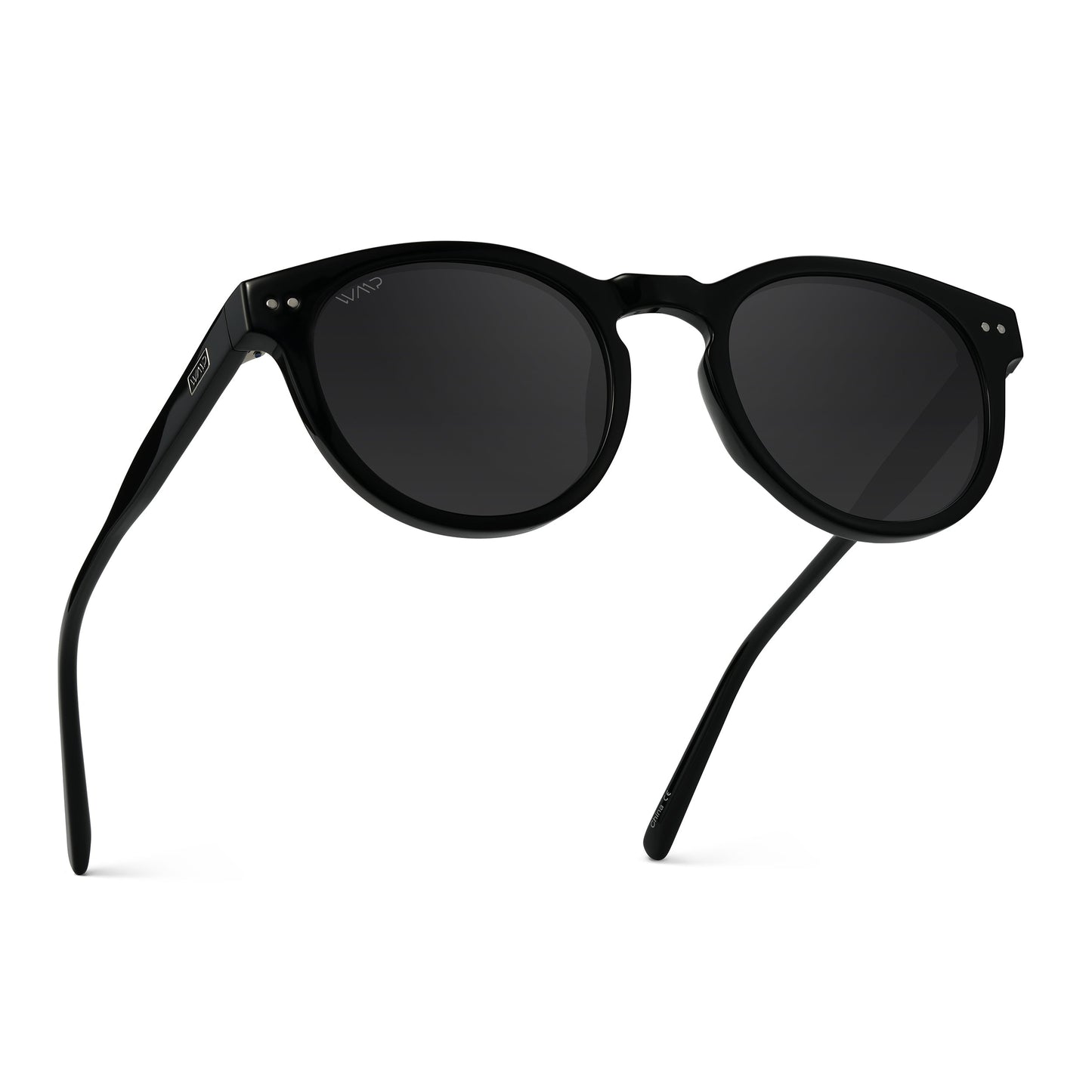 Lunettes de soleil rondes unisexes rétro TATE noires par WMP Eyewear
