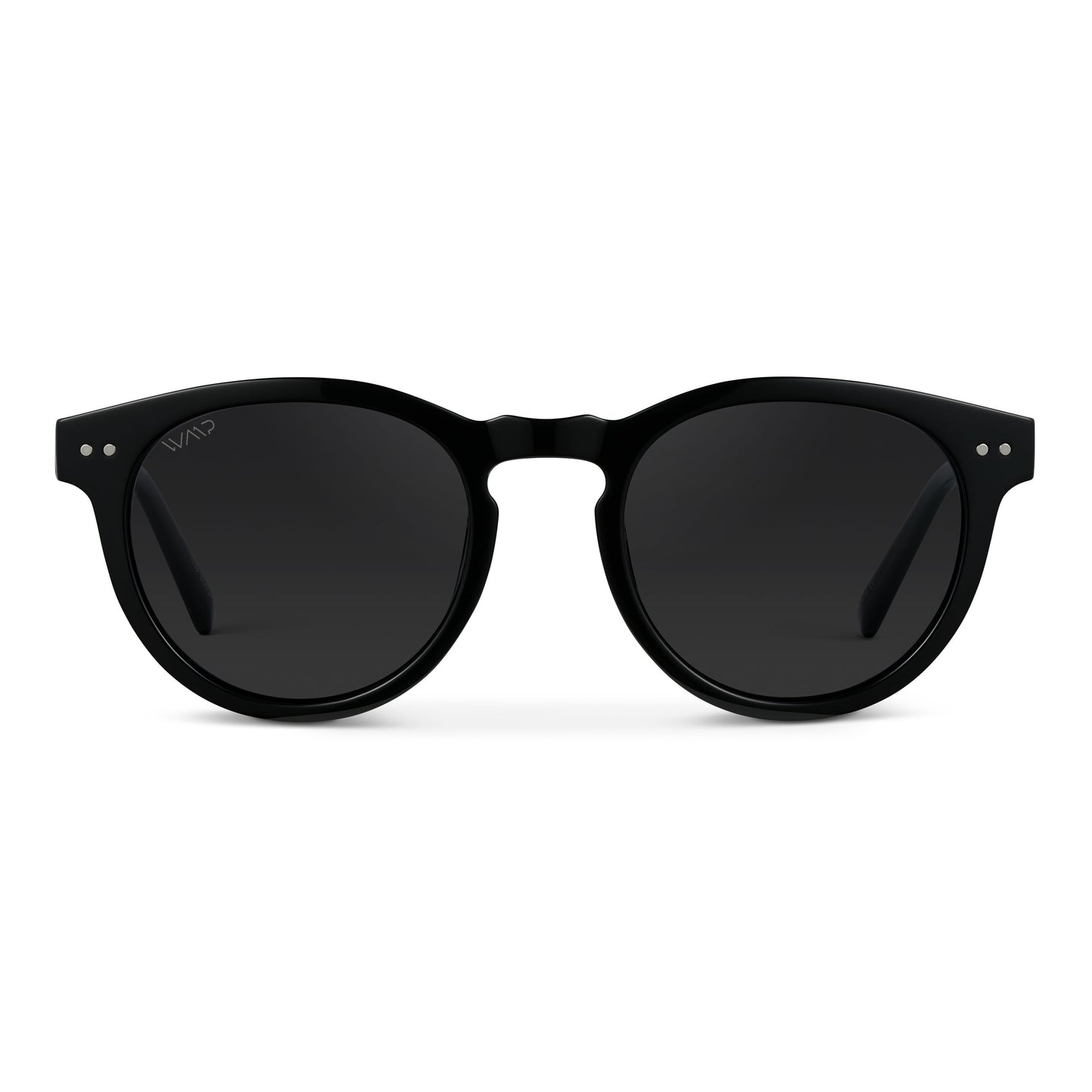 Lunettes de soleil rondes unisexes rétro TATE noires par WMP Eyewear