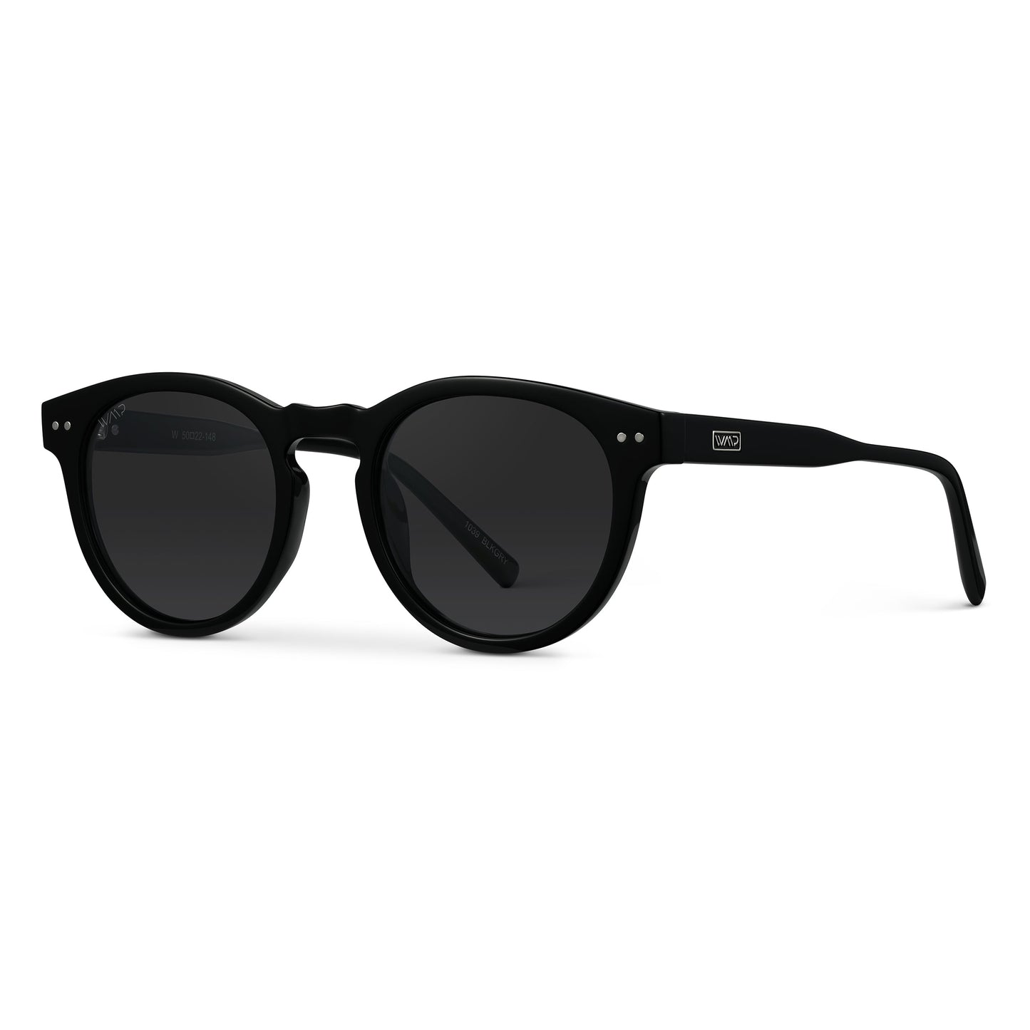 Lunettes de soleil rondes unisexes rétro TATE noires par WMP Eyewear
