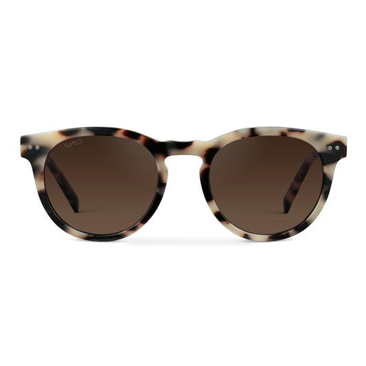 Lunettes de soleil rondes unisexes rétro TATE en écaille beige par WMP Eyewear