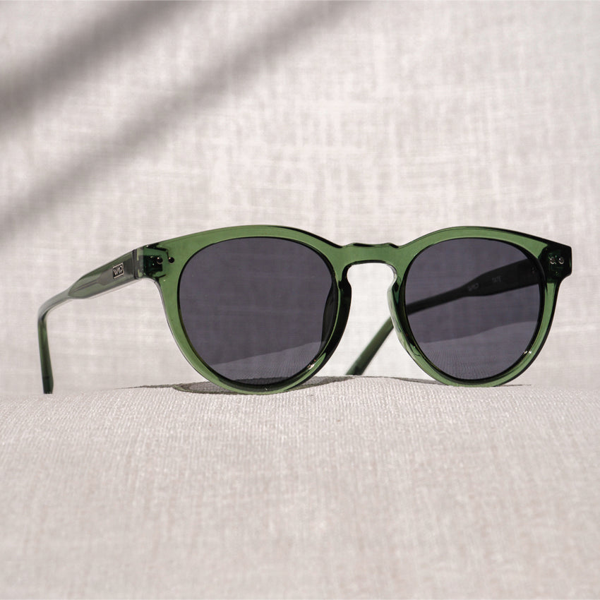 TATE Retro Round Unisex Sunglasses in Emerald Green by WMP Eyewear