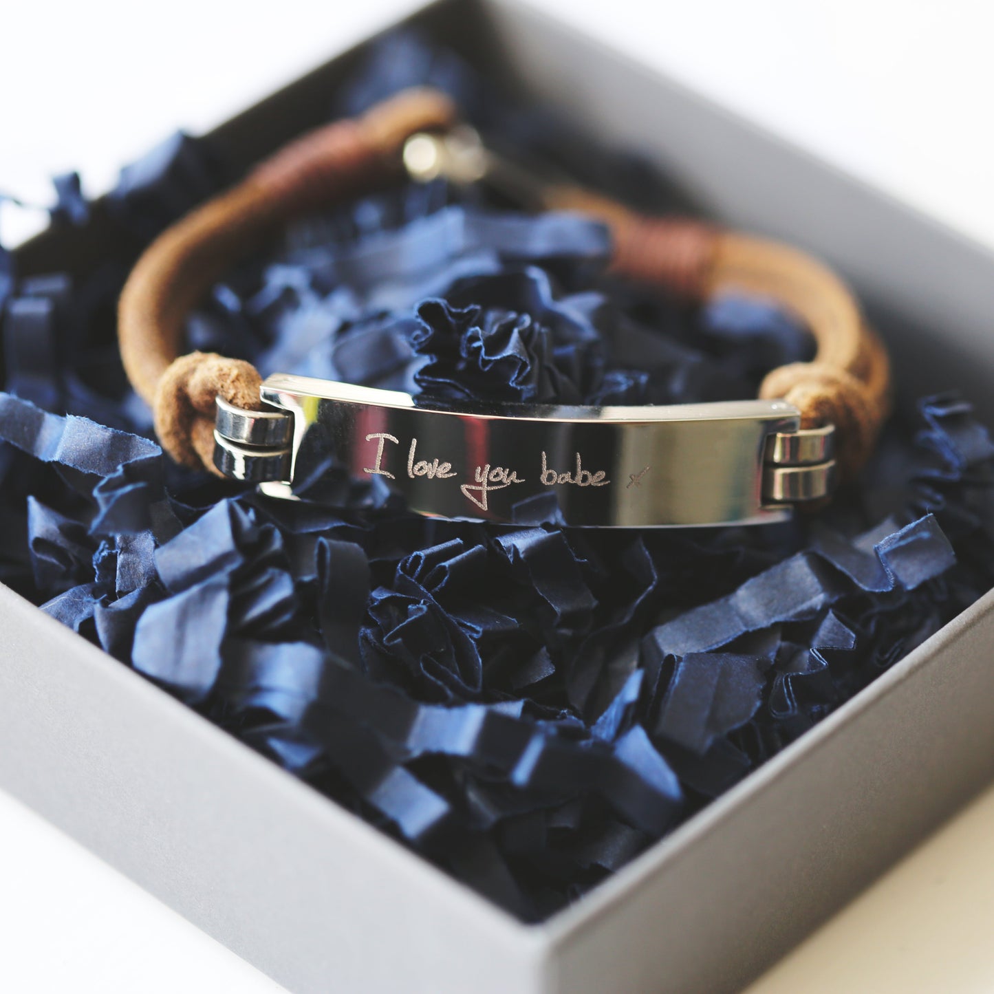 Bracelet en cuir tanné pour homme