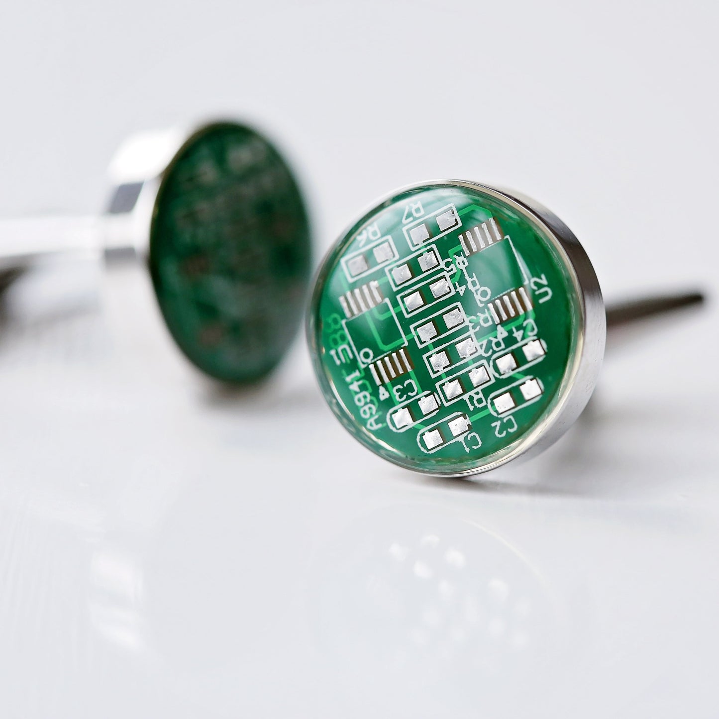 Boutons de manchette en véritable circuit imprimé + boîte gravée