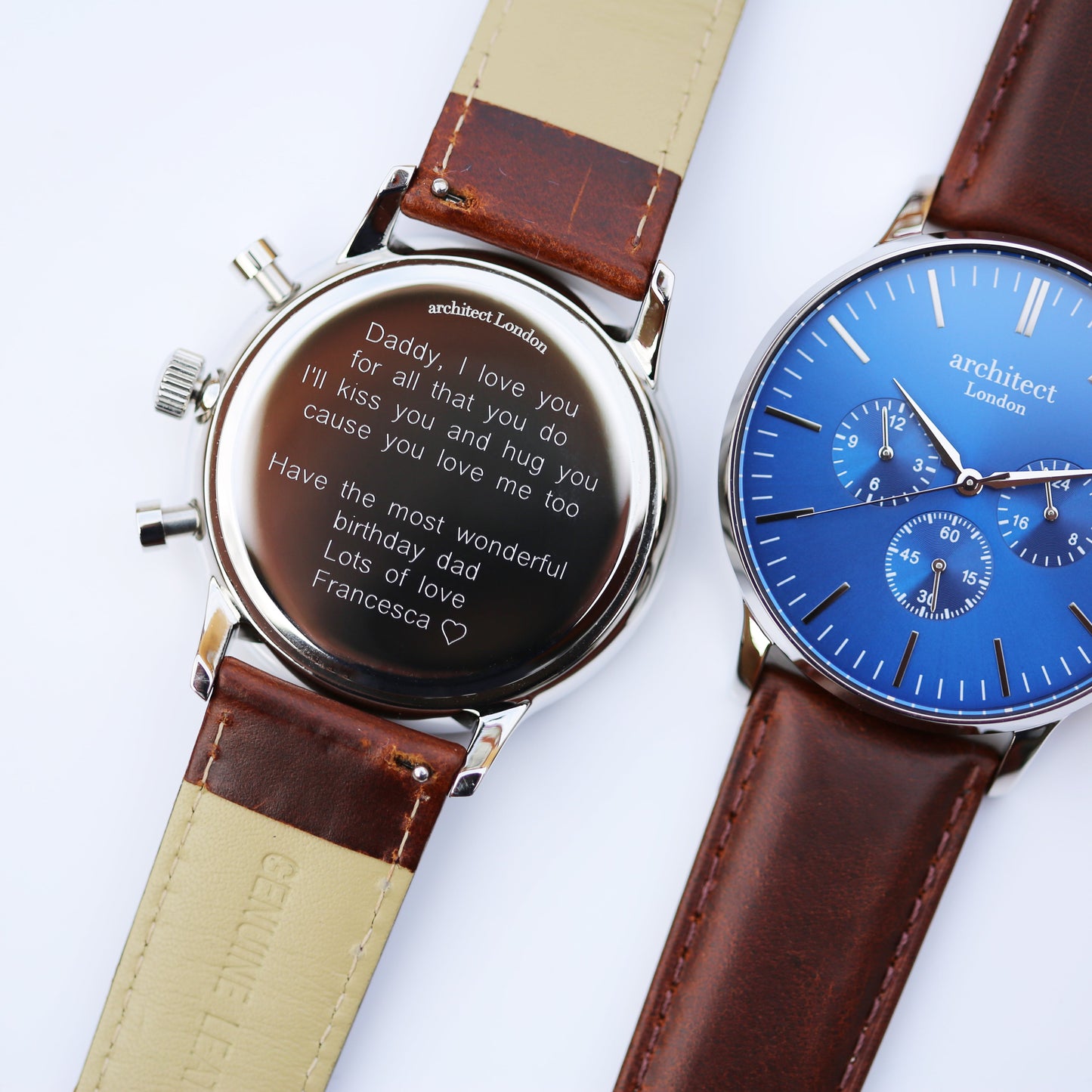 Montre à paiement sans contact - Motivator bleu pour homme + bracelet en noyer + gravure de police moderne