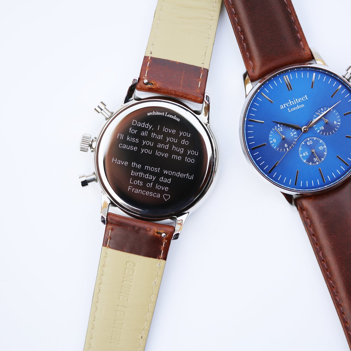 Montre à paiement sans contact - Motivator bleu pour homme + bracelet en noyer + gravure de police moderne