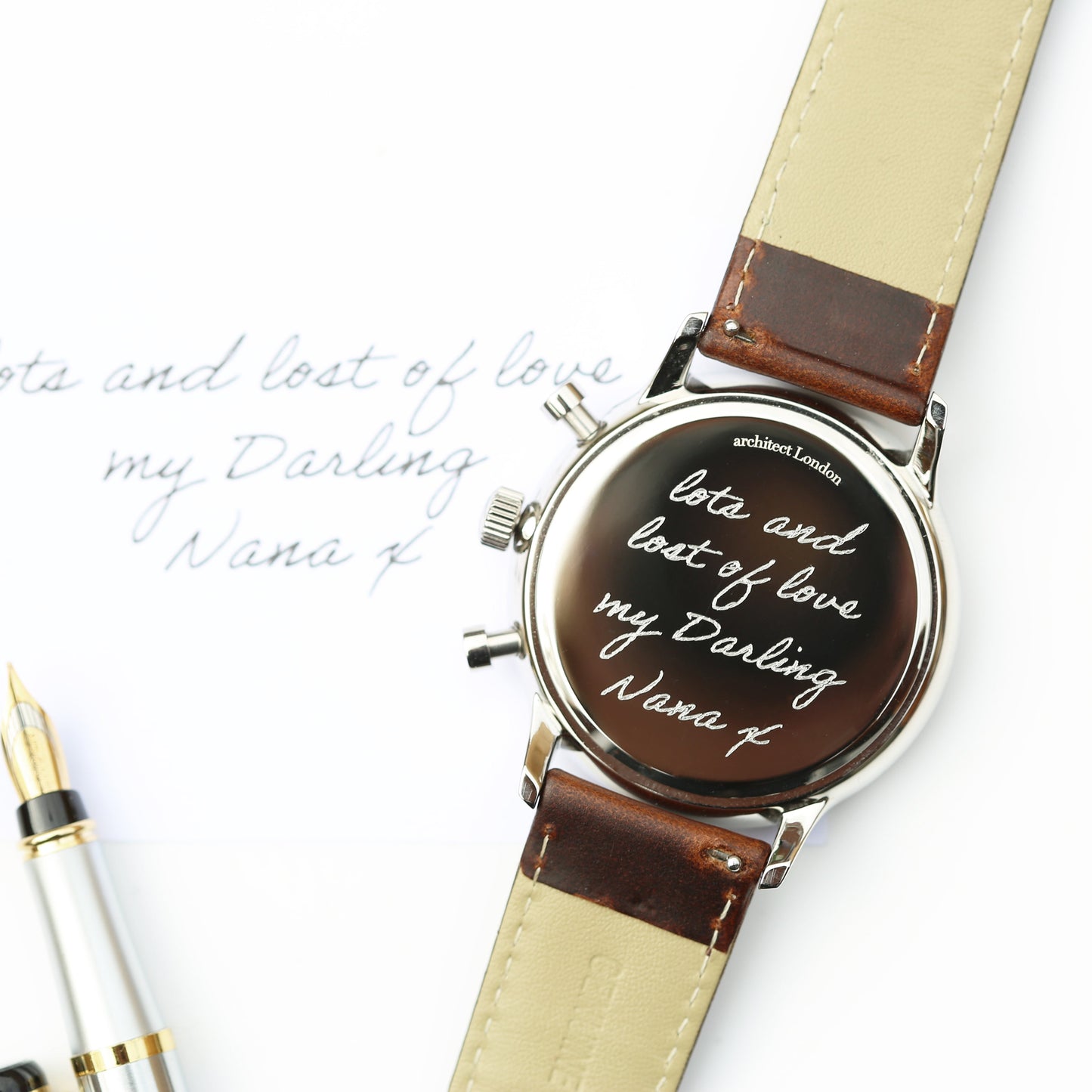 Montre à paiement sans contact - Motivateur vert pour homme + Bracelet en noyer + Gravure manuscrite