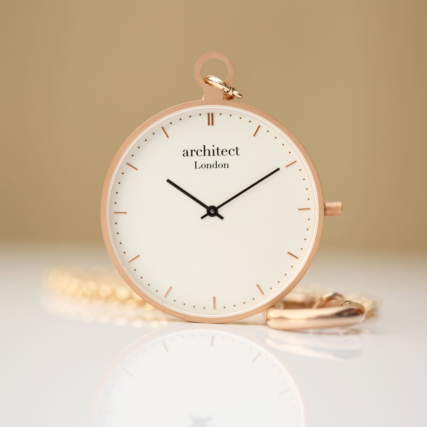 Montre de poche moderne en or rose - Gravure manuscrite