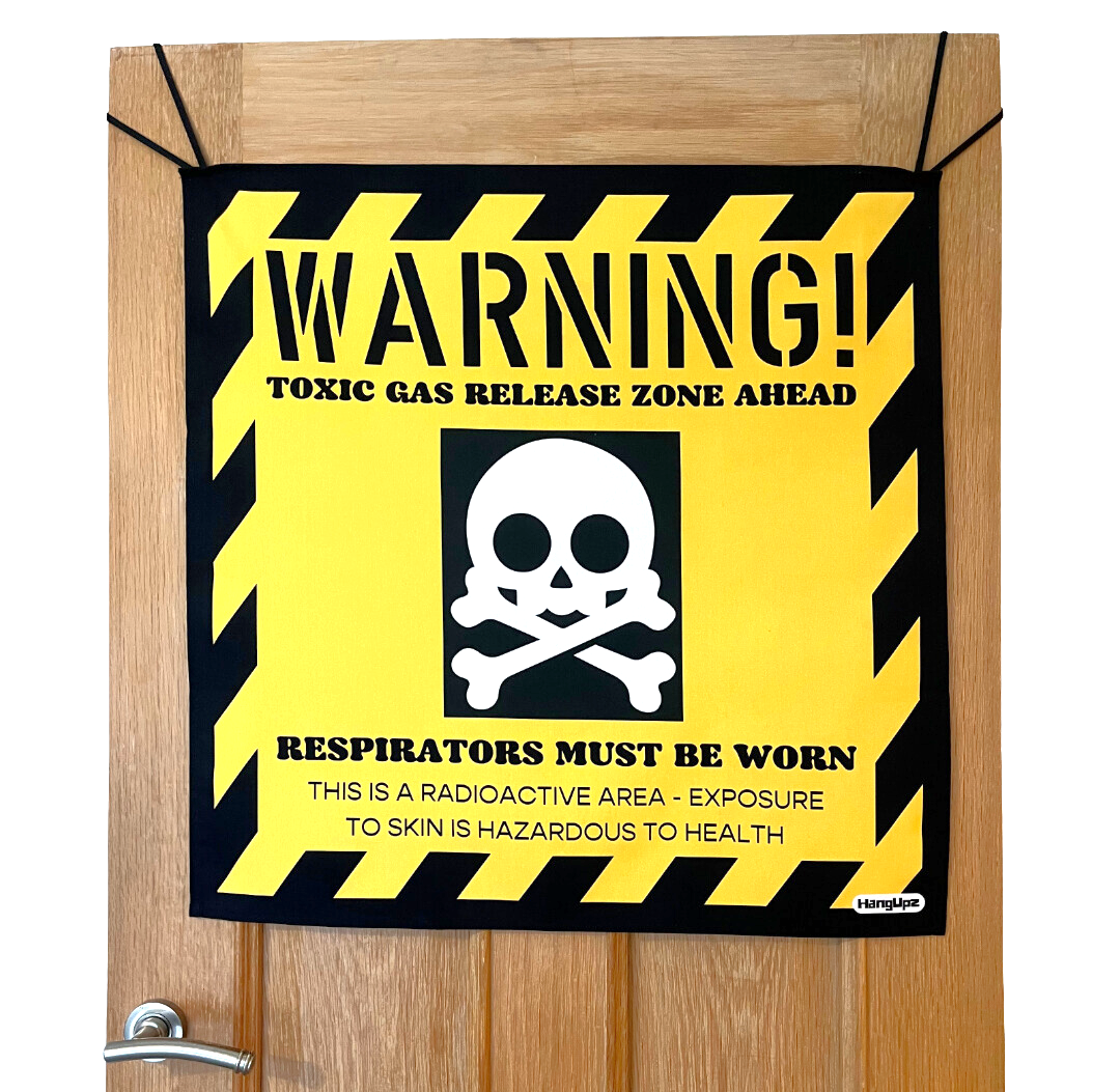 HANGUPZ 'Gas Release Warning Sign' Large Fun Kid's Bedroom Door Decoration Original Gift for Boys Girls